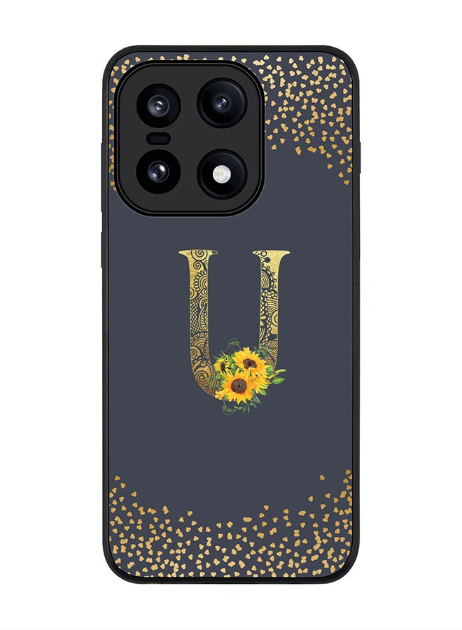 Stylizedd For OnePlus 15 Case,Slim fit Camera Protection, Shockproof Thin Phone cover  - Custom Floral Monogram - U  (Grey ) - Image 1
